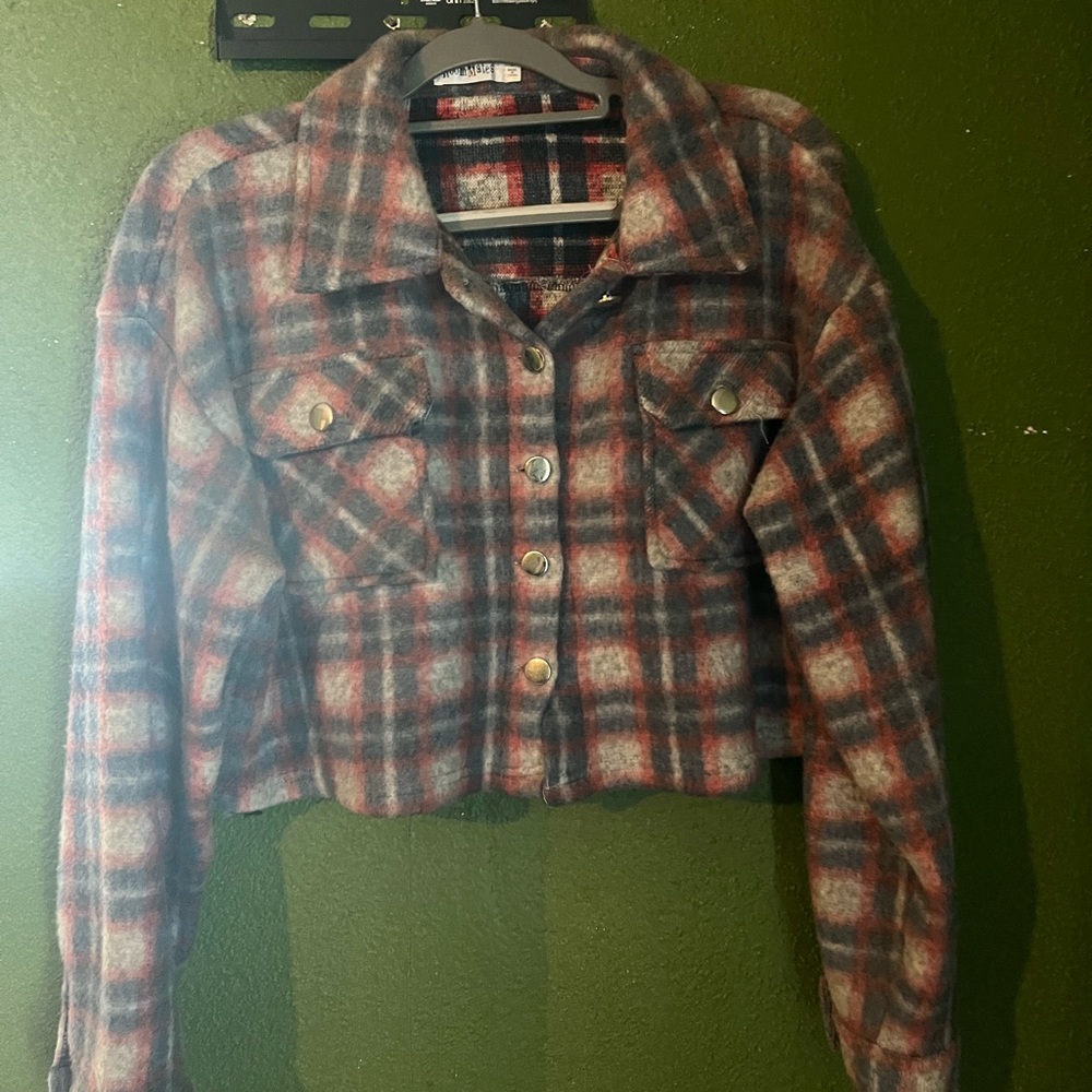 Fleece cropped Sweater Jacket